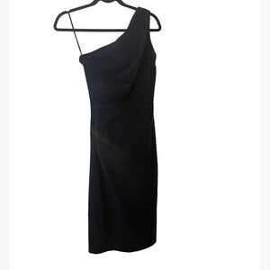 Black one shoulder ruched side fitted stop staring Bodycon dress size medium